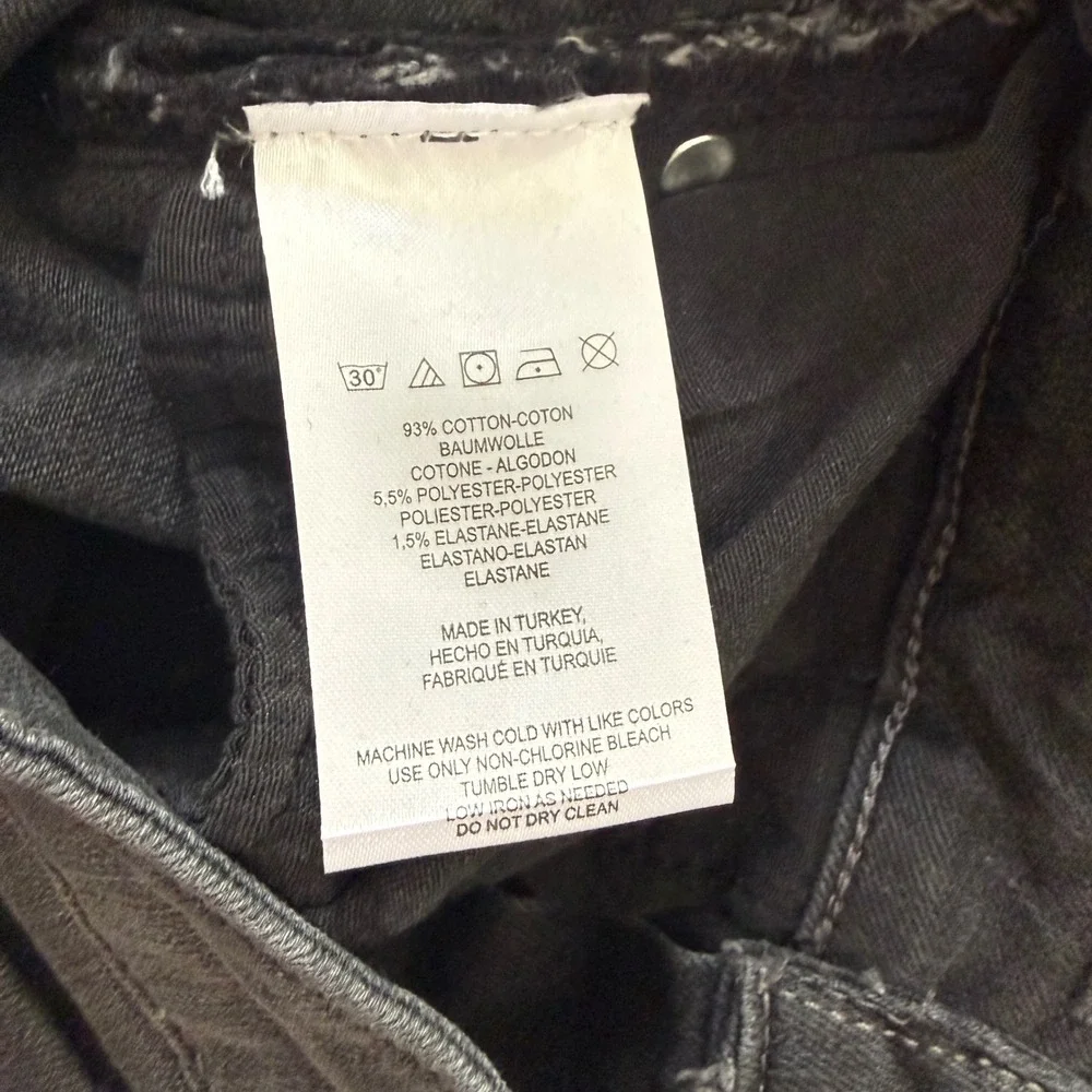 Free People Women Faded Black‎ High Rise Raw Hem Straight Leg Jeans Size 25